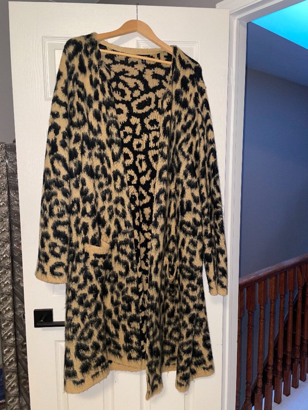 Torrid Leopard Print Fuzzy Longline Open Front Cardigan - Size 5